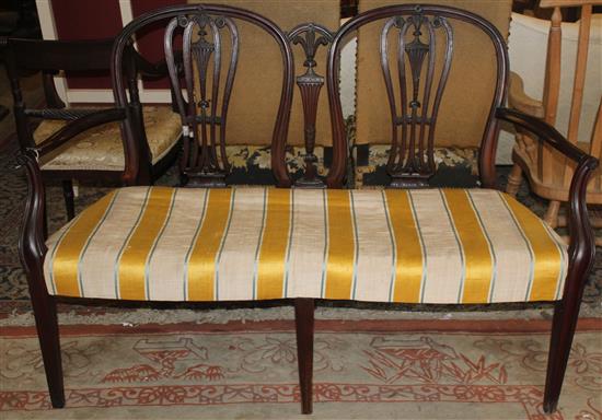 Georgian style mahogany double chair back settee